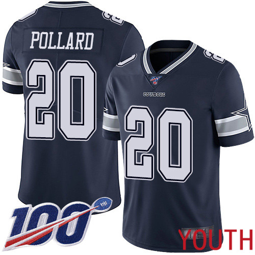 Youth Dallas Cowboys Limited Navy Blue Tony Pollard Home #20 100th Season Vapor Untouchable NFL Jersey
